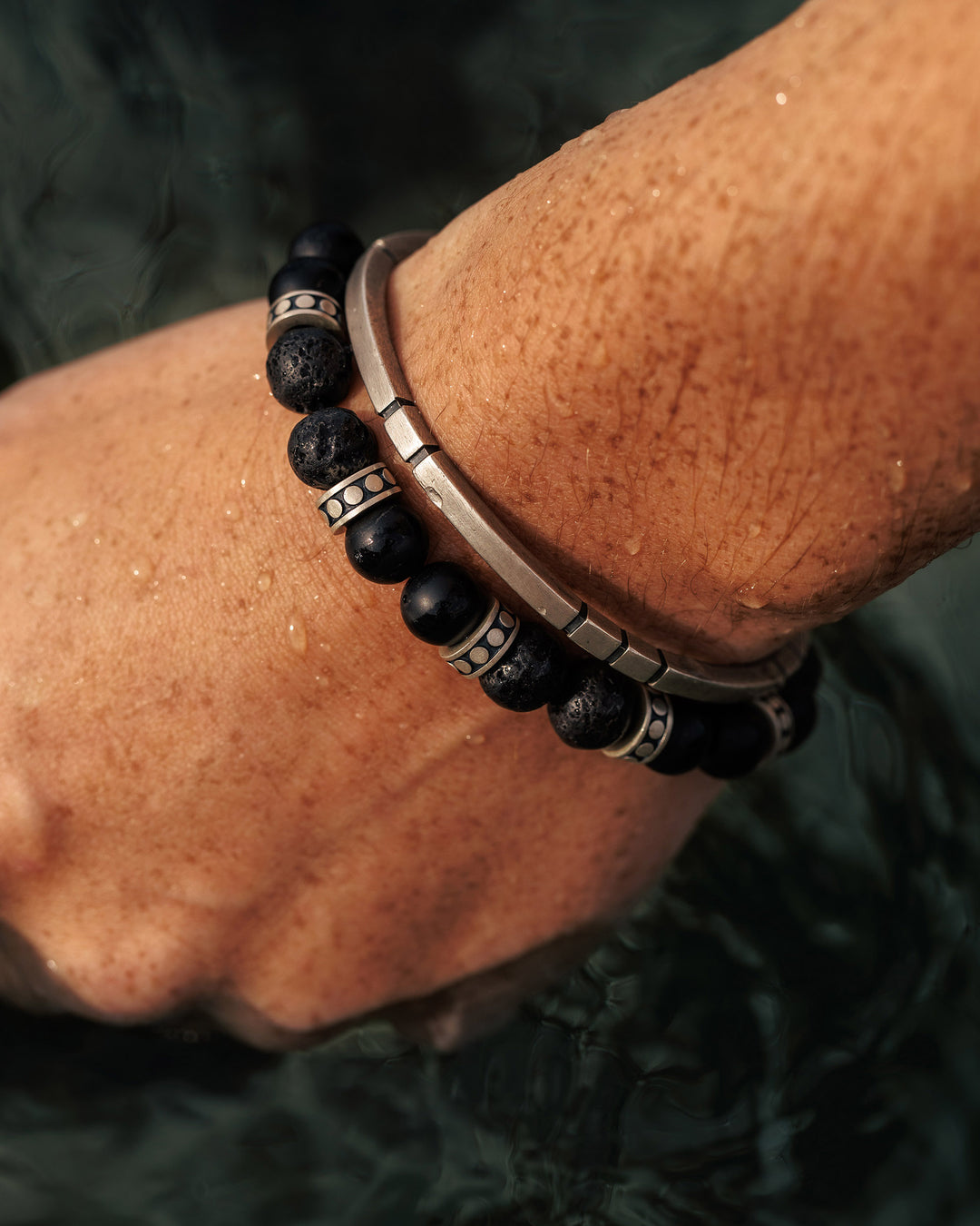 Men's bracelet HARMONIA (silver, lava)