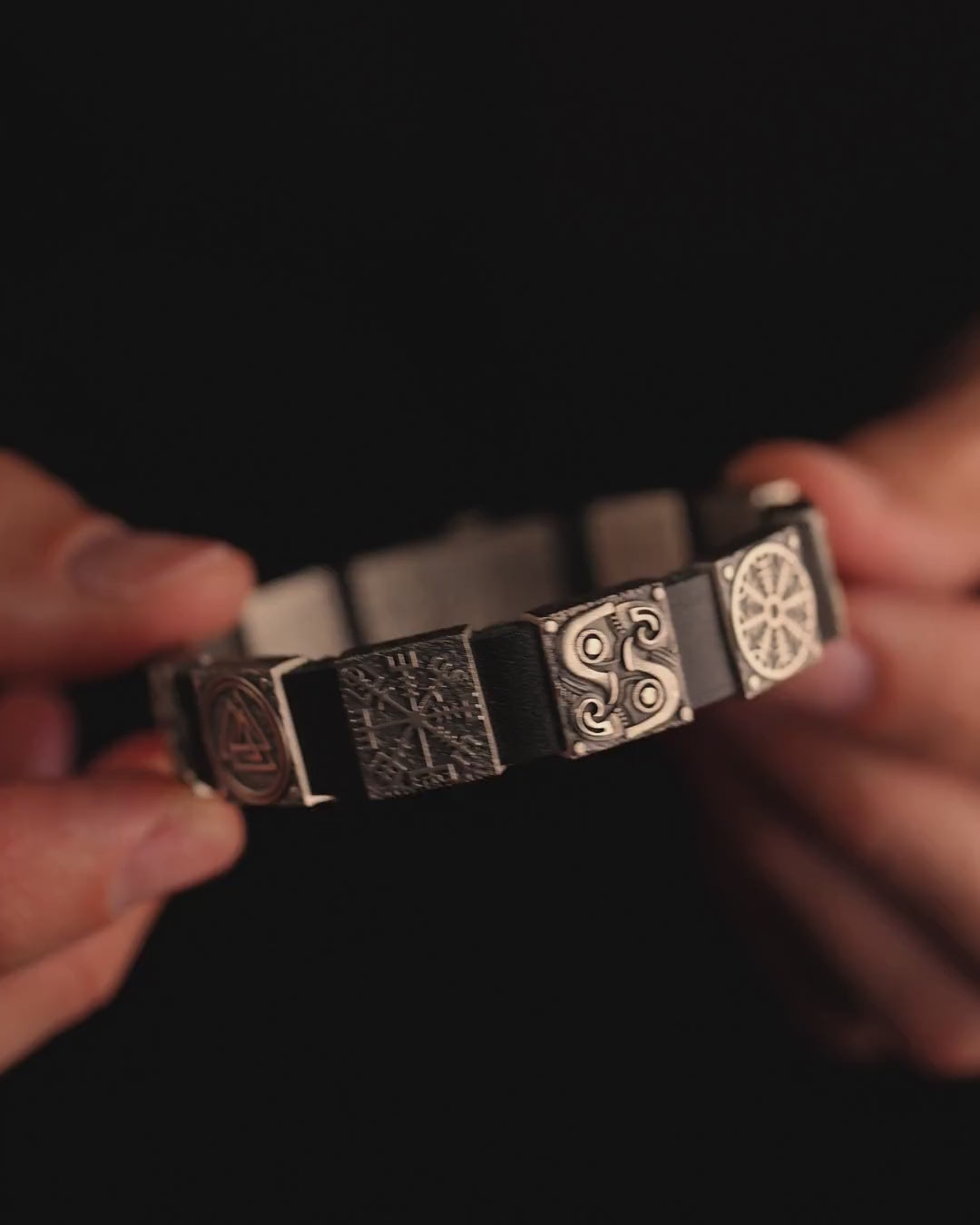 MIDGARD WIKING silver bracelet (leather)