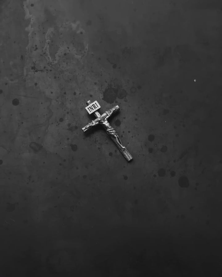 Silver Cross CRUCIFIXION OF JESUS CHRIST. INRI