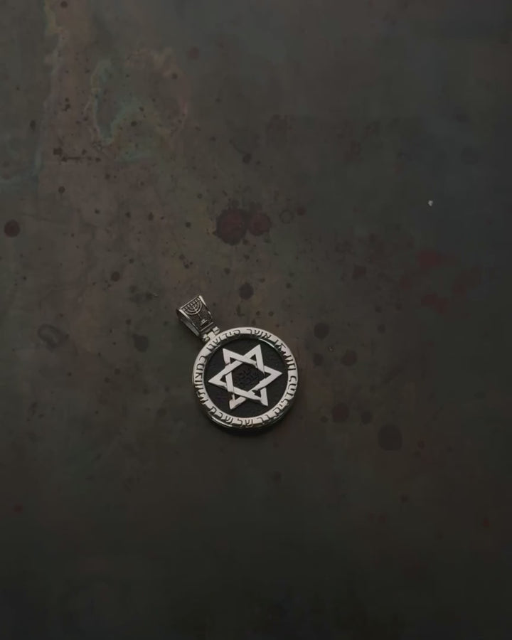 14k white gold pendant STAR OF DAVID with ebony