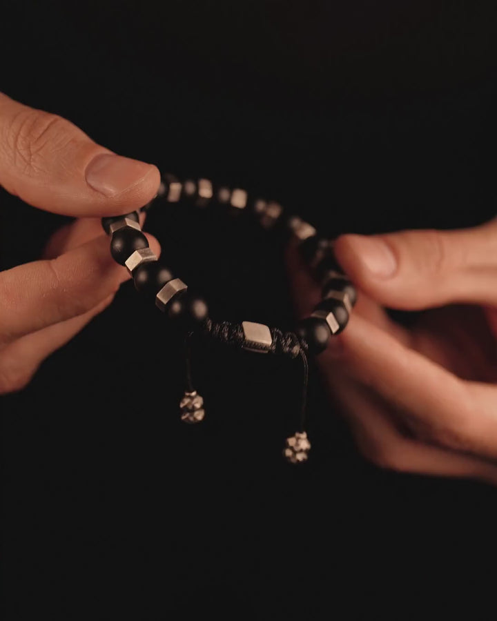 Men's bracelet RESPONDEO (silver, lava) M