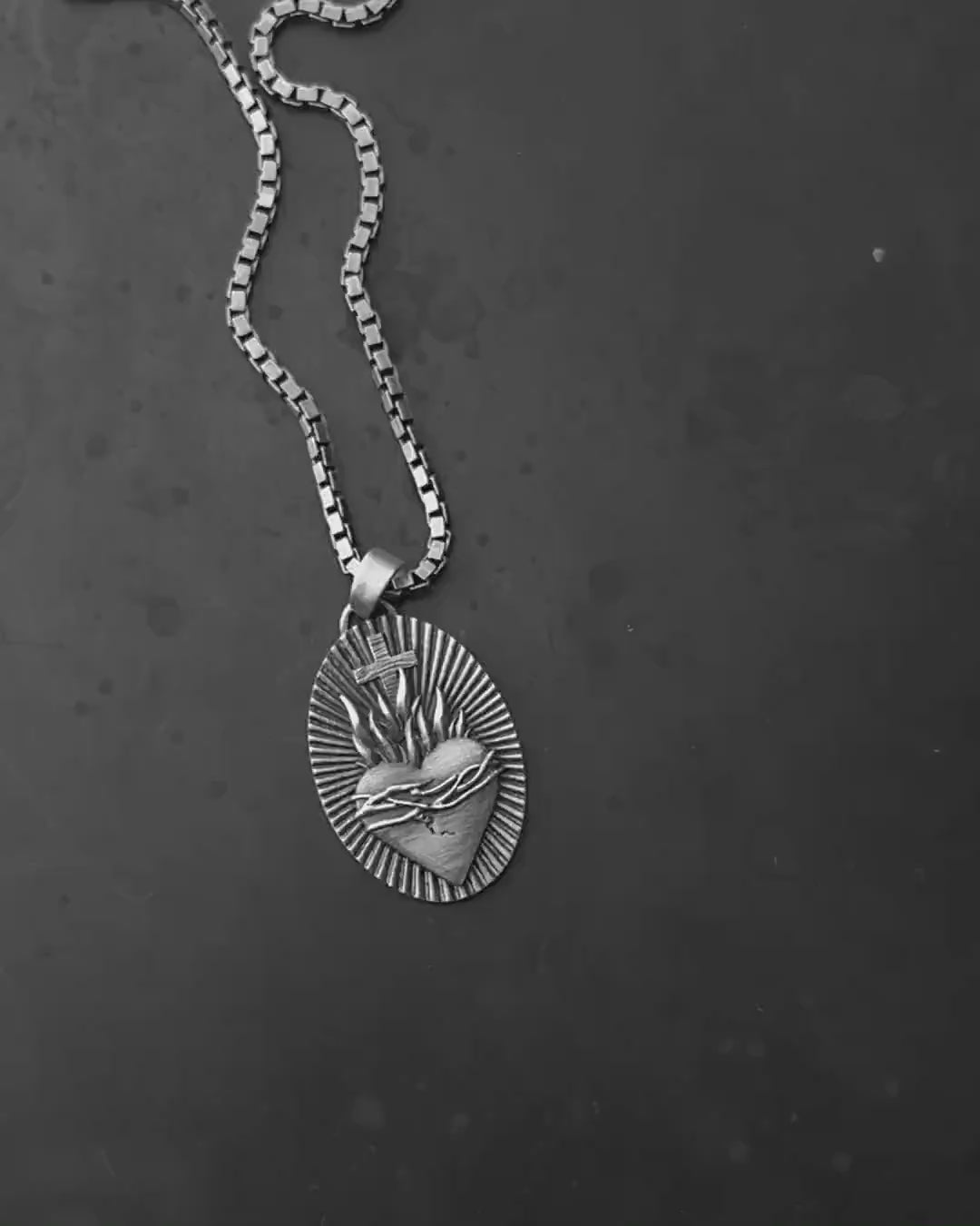 Silver pendant SACRED HEART