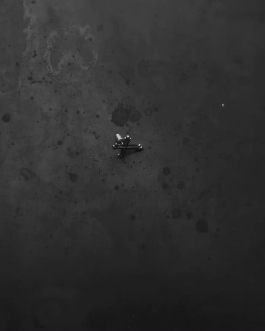 Silver single earring CHROME CROSS