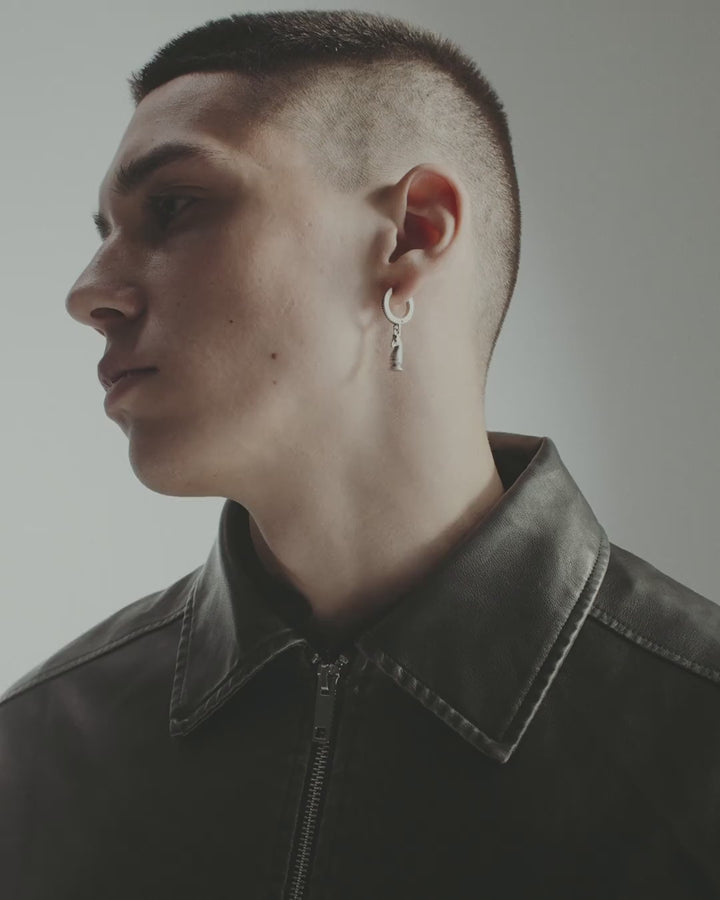 Silver single earring KNIGHT