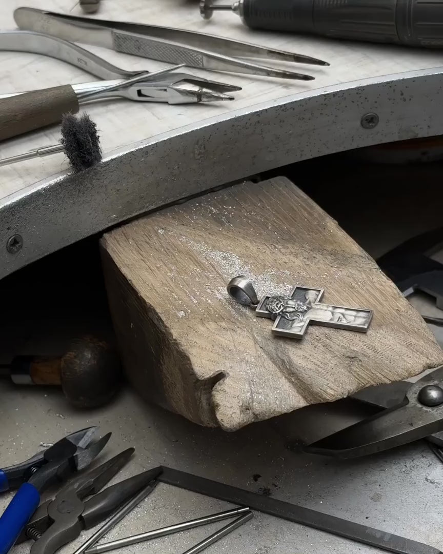 Silver cross REDEMPTION. JESUS CHRIST