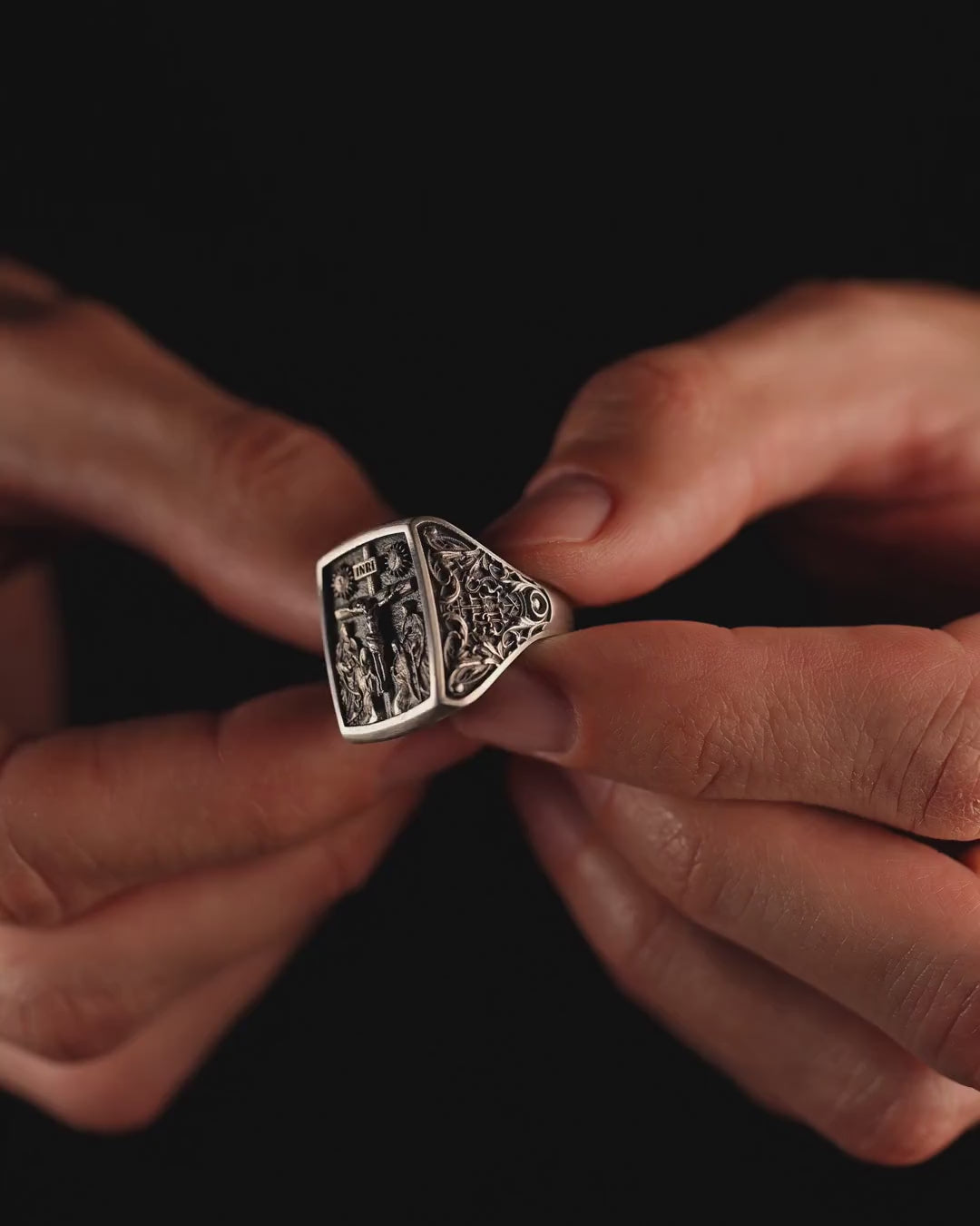 Silver ring CRUCIFIXION OF JESUS CHRIST