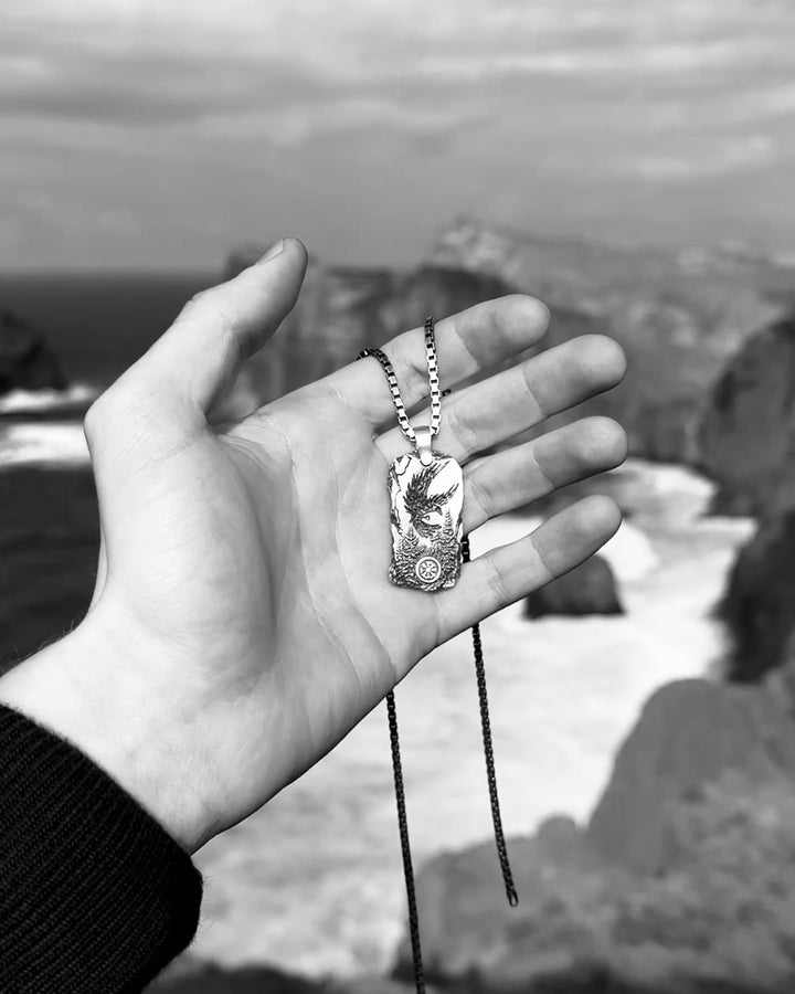 Silver pendant LORD OF THE SKY. VEGVISIR
