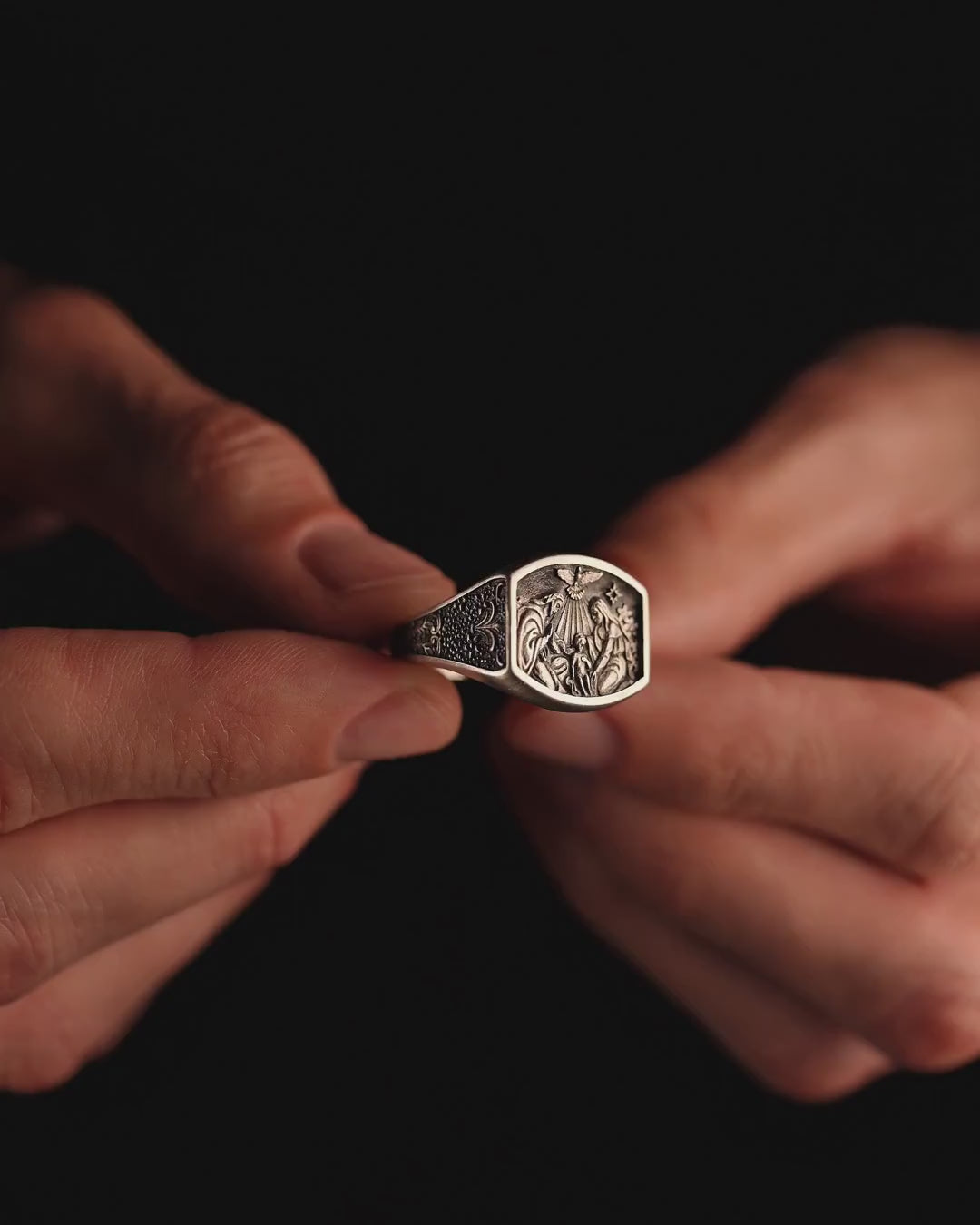 BABY JESUS NATIVITY sterling silver ring