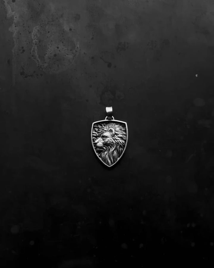 Silver pendant - shield LION