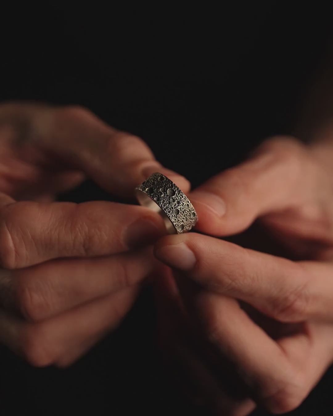 Silver ring MOON SURFACE