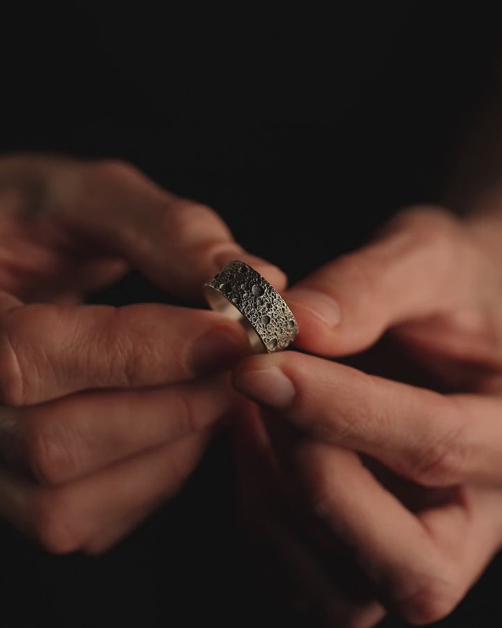 Silver ring MOON SURFACE