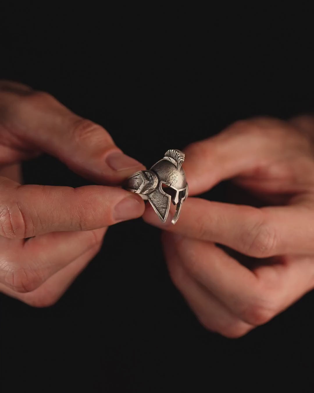 SPARTAN HELMET silver ring