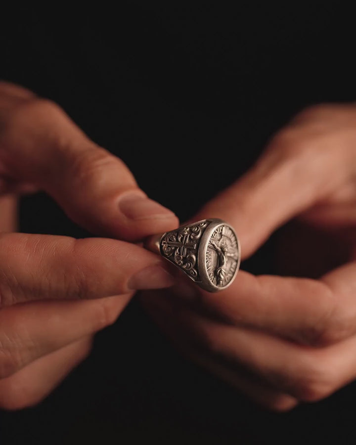 Silver ring JESUS CHRIST HAVE MERCY ON US