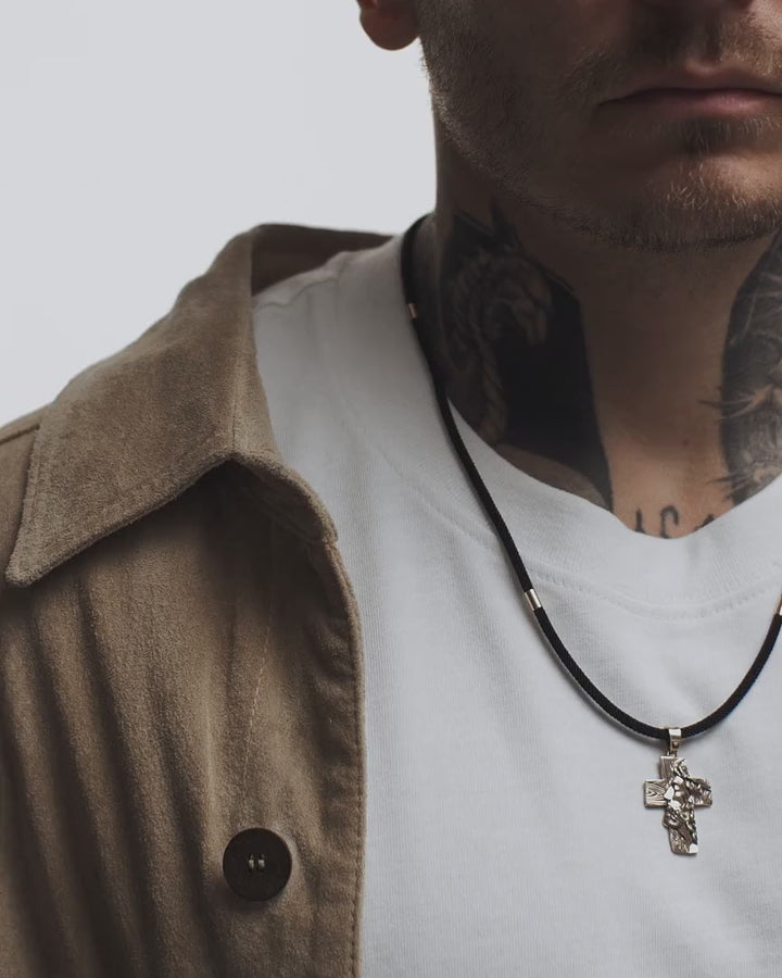 Cruz de oro rosa de 14k EL ROSTRO DE LA FE