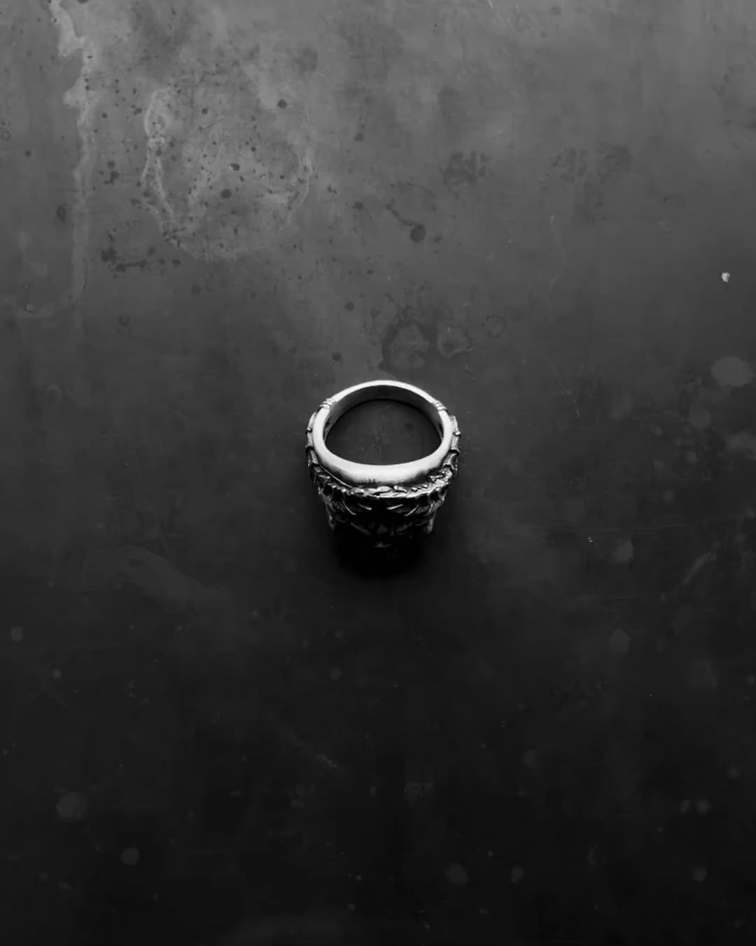 Silver ring SKULL IN A WREATH