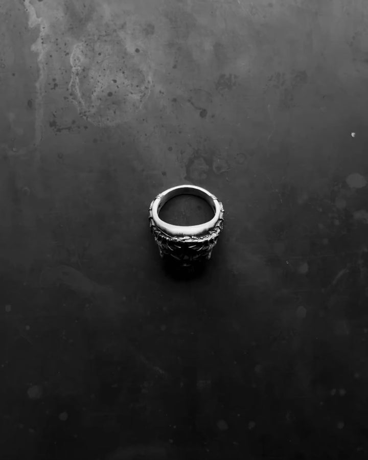 Silver ring SKULL IN A WREATH