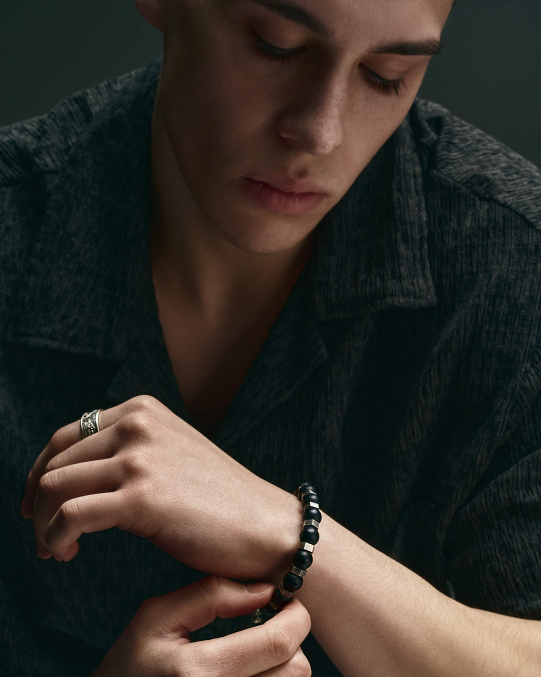 Men's bracelet RESPONDEO (silver, lava)