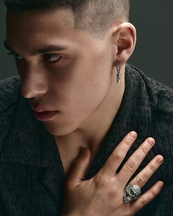 Silver single earring BULLET. MEMENTO MORI