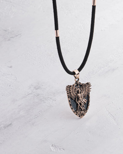 Pendant - shield ST. MICHAEL ARCHANGEL (14k rose gold)