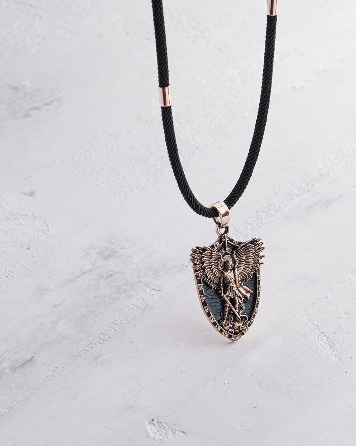 Pendant - shield ST. MICHAEL ARCHANGEL (14k rose gold)