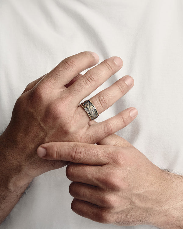Ring JAPANISCHE KOI-KARPFEN UND WELLEN (14 Karat Gelbgold)