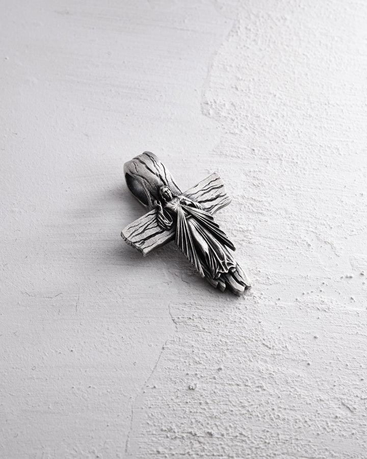 Silver cross JESUS CHRIST. FORGIVENESS