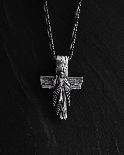 Croce d'argento GESÙ CRISTO. PERDONO