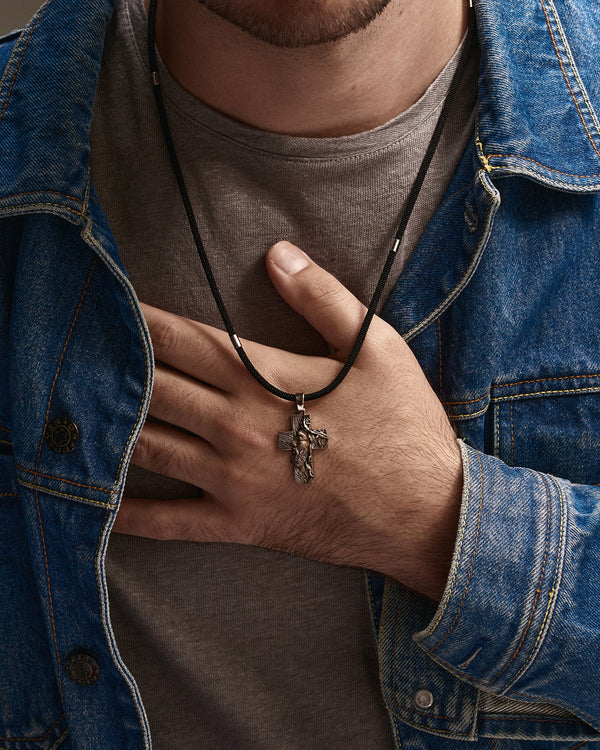 14k white gold cross THE FACE OF FAITH