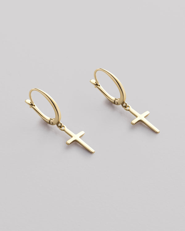 Boucles d'oreilles CROIX (or jaune 14 carats)