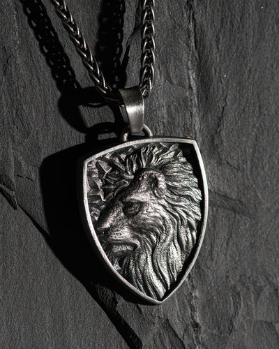 Silver pendant - shield LION