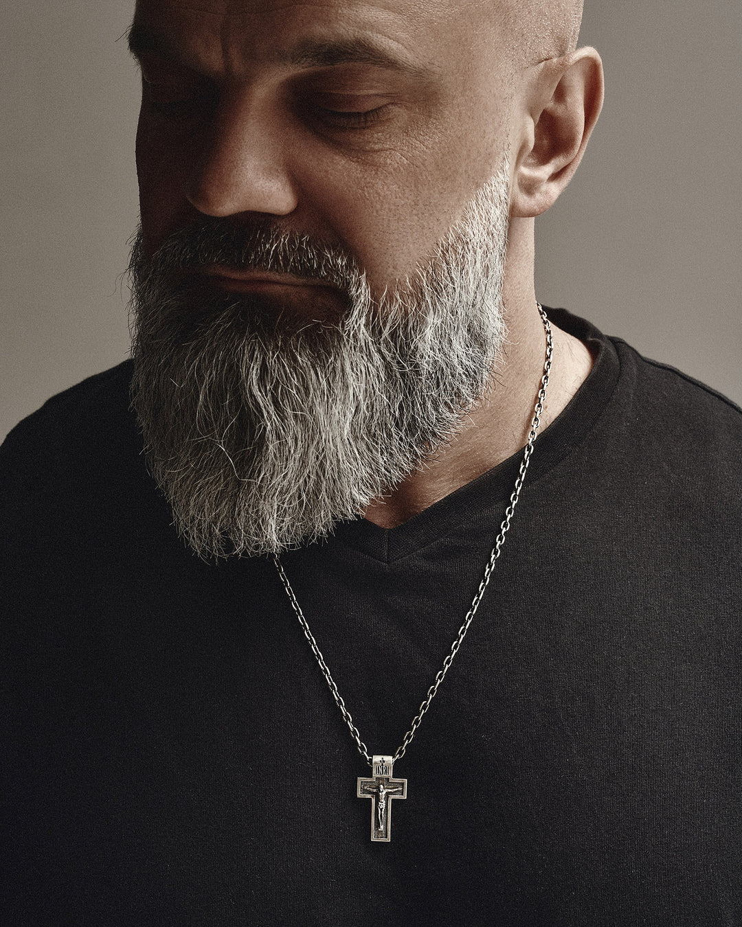 Silver cross THE CRUCIFIXION OF JESUS CHRIST. PROTECTION
