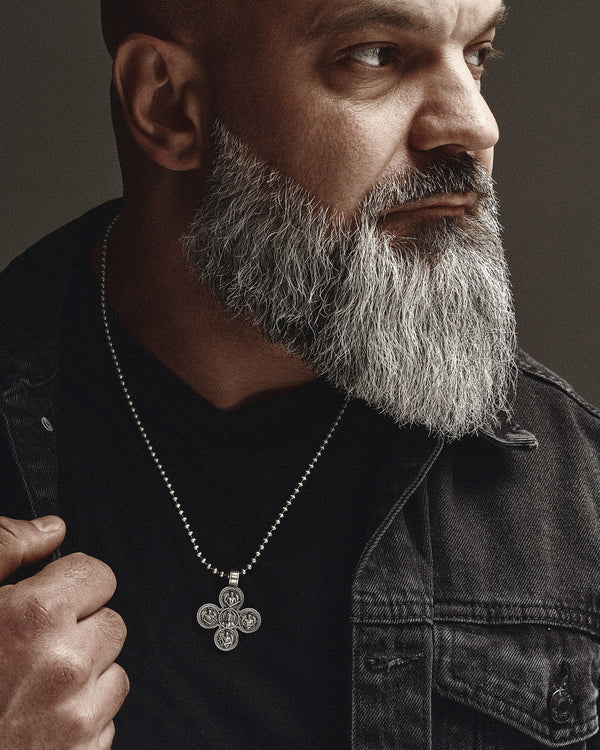 Silver cross JESUS AND THE FOUR ARCHANGELS