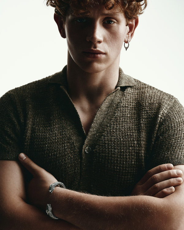 Silver single earring REBELLION