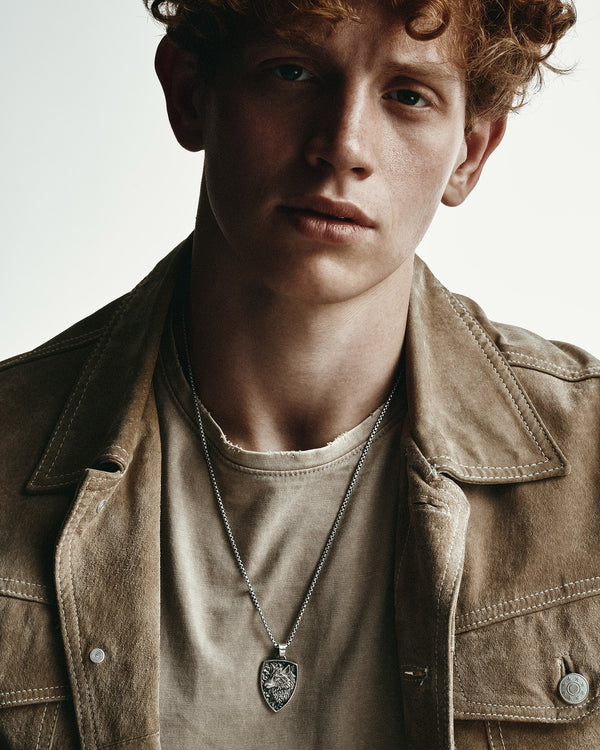 Silver pendant - shield WOLF