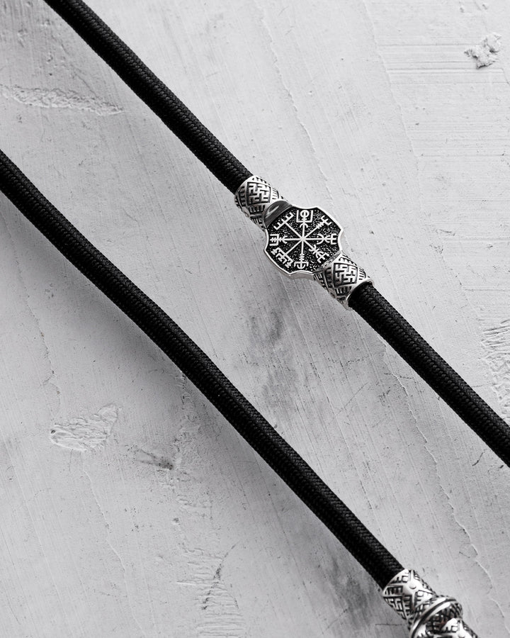 Silk cord VEGVISIR. SVARGA with silver inserts