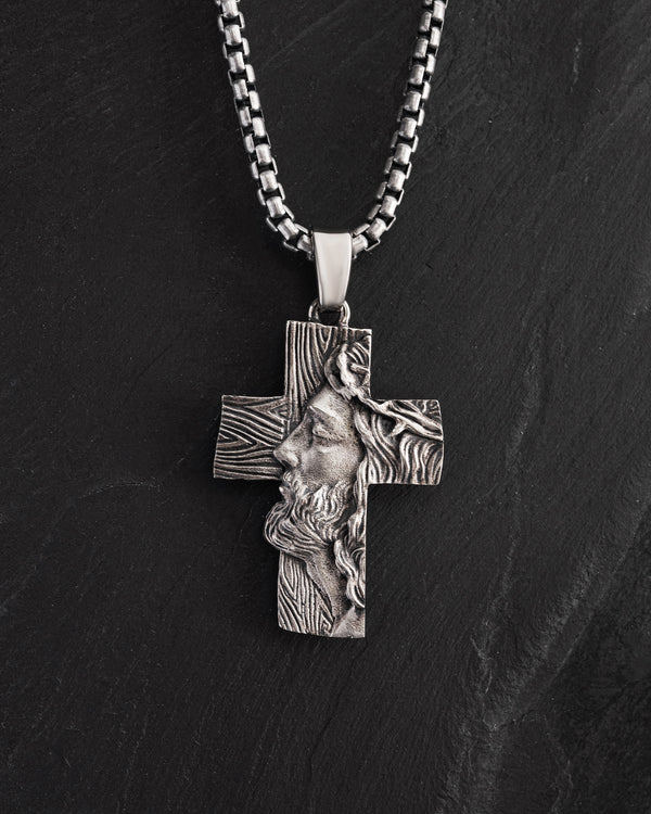 14k white gold cross THE FACE OF FAITH