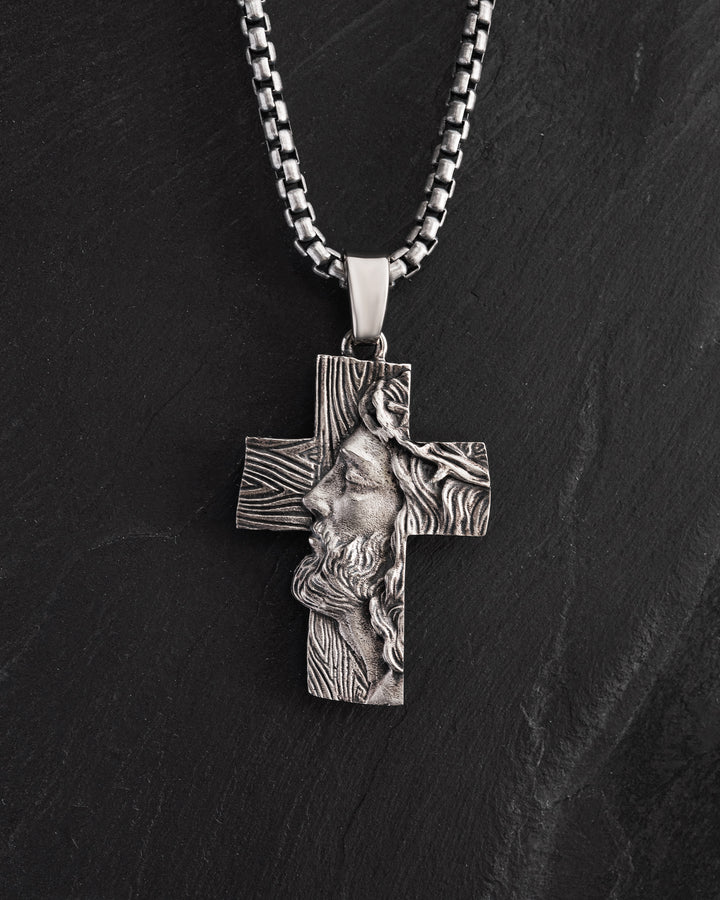 14k white gold cross THE FACE OF FAITH