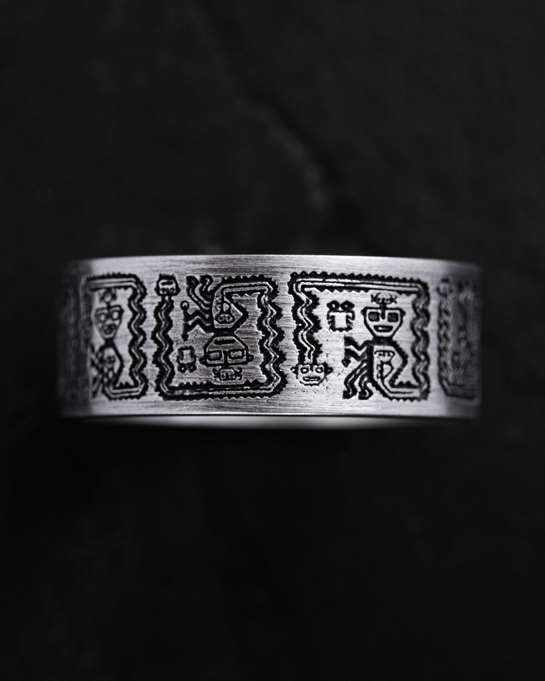 Bague en argent HIÉROGLYPHES AZTÈQUES ET MAYA