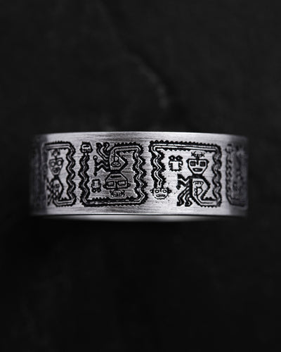 Silver ring AZTEC AND MAYAN HIEROGLYPHICS