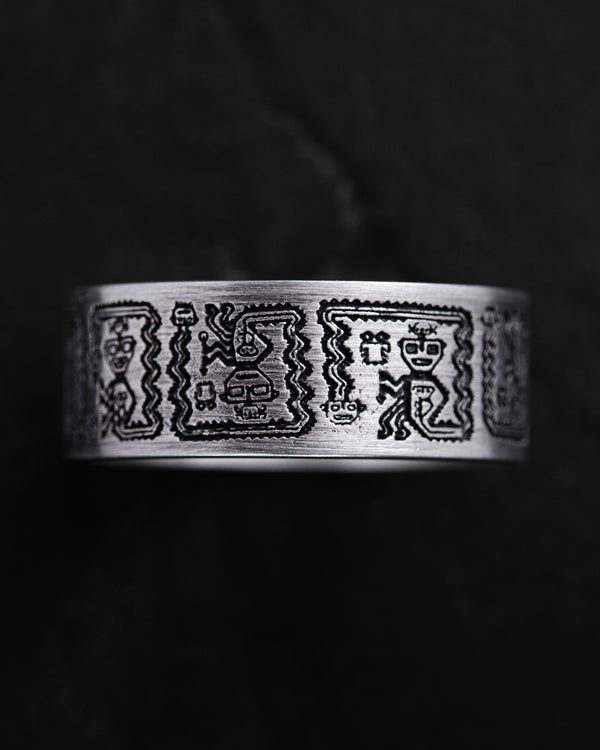 Silver ring AZTEC AND MAYAN HIEROGLYPHICS