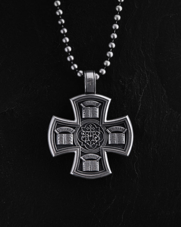 Croix d'argent MARC LUC JEAN QUATRE ÉVANGÉLISTES