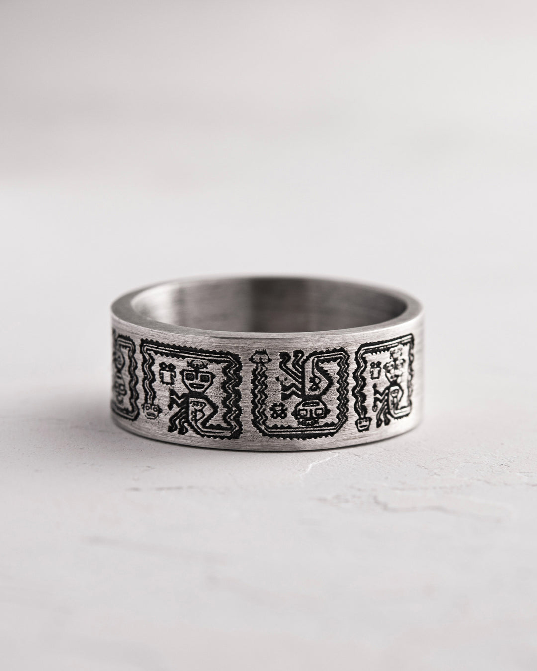 Bague en argent HIÉROGLYPHES AZTÈQUES ET MAYA