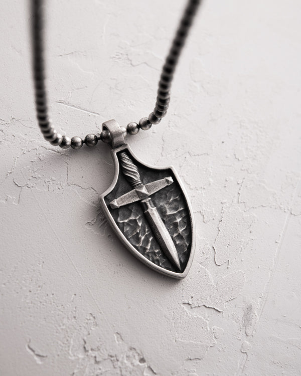 Silver pendant SWORD ON SHIELD