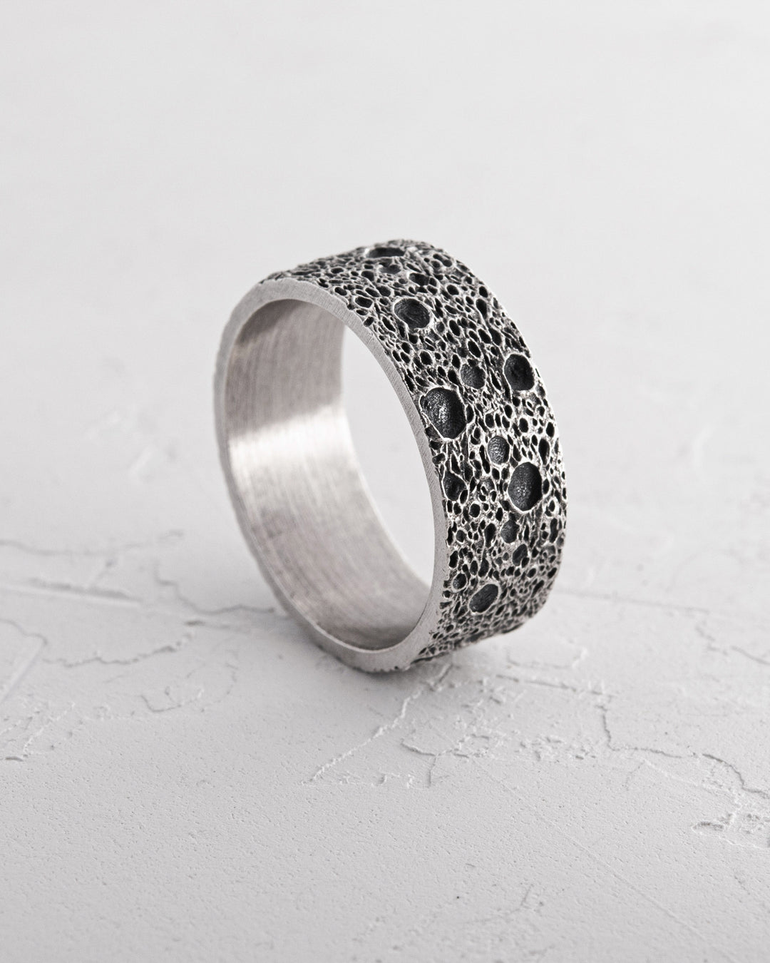 Silver ring MOON SURFACE