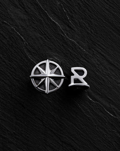 14k white gold single earring COMPASS