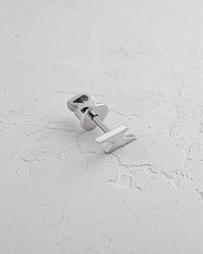 14k white gold single earring LIGHTNING