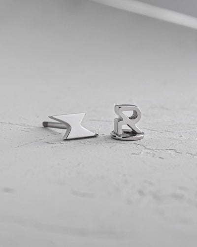 14k white gold single earring LIGHTNING