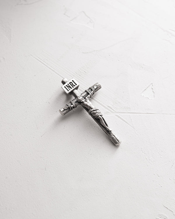 Silver Cross CRUCIFIXION of JESUS CHRIST. INRI mini