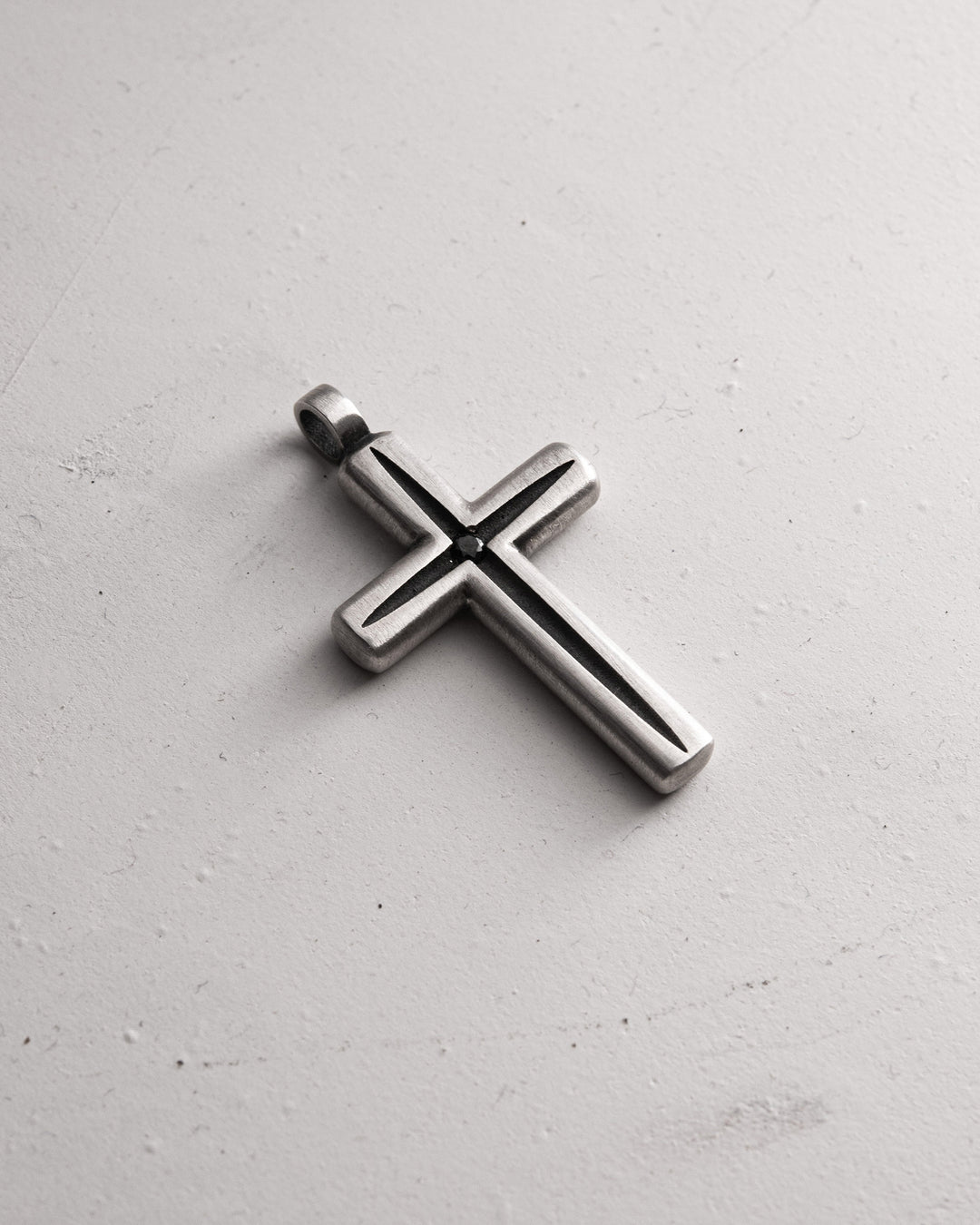 Silver cross LUMEN FIDEI. BLACK STONES