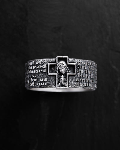 Silver ring PRAYER TO HAIL MARY